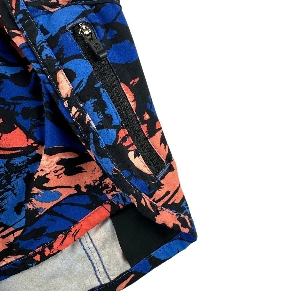 Lululemon Tracker Short IV Sz 4 Paint Storm Harbor Blue Multi Women's Activewear